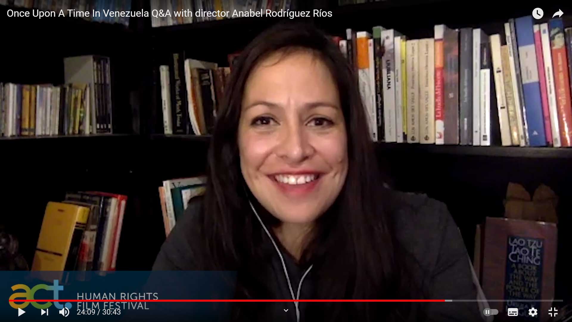 Anabel Rodríguez Ríos, directora de cine y guionista venezolana. Directora del largometraje documental Once Upon a Time in Venezuela. (Foto: Captura de pantalla de ACT Human Rights Film Festival / www.youtube.com/watch?v=GYHj-e-ybVc)