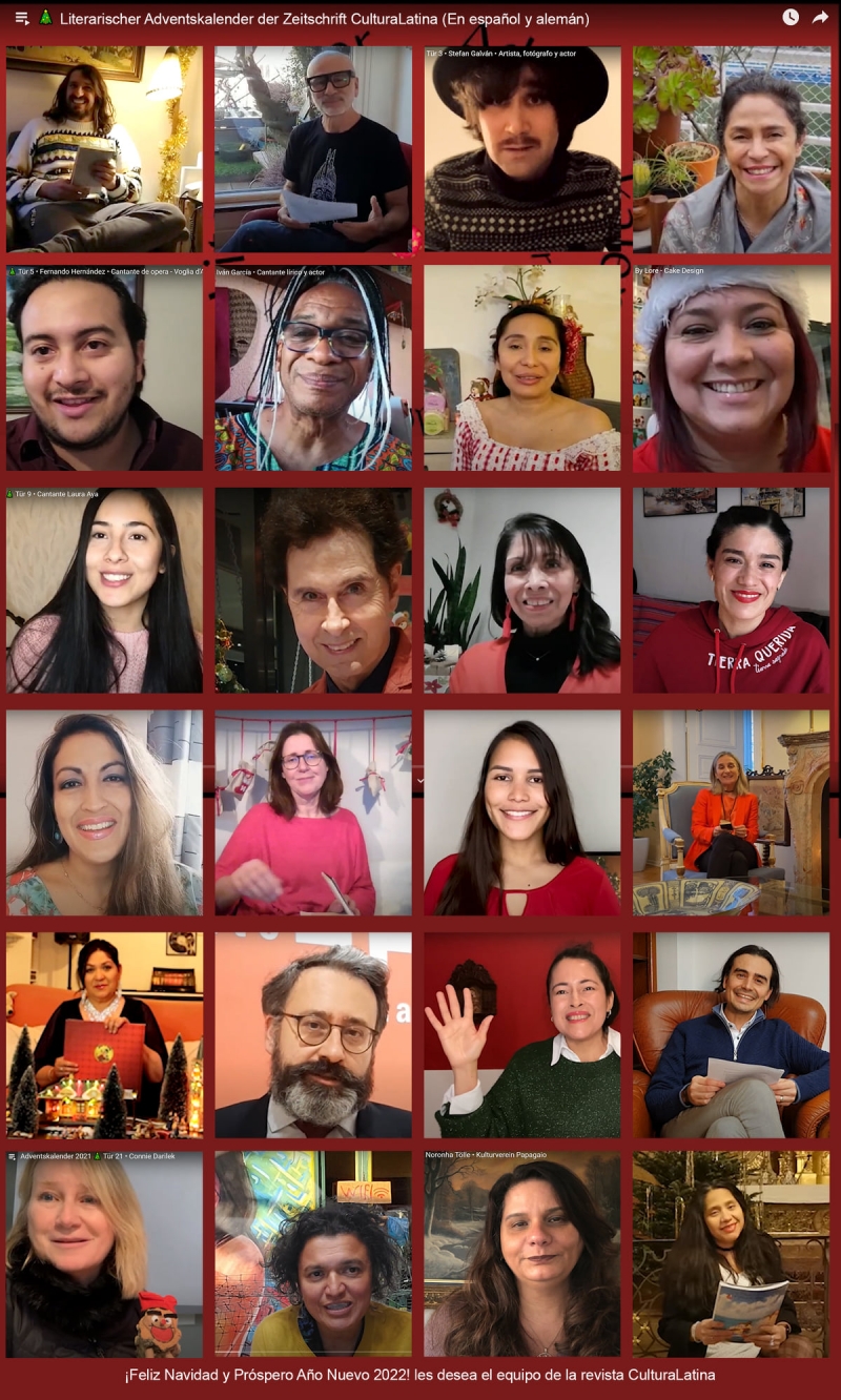 Todos los participantes de este calendario de Adviento Literario de #CulturaLatina. Un verdadero lujo de invitados, famosos y queridos personajes de la comunidad latinoamericana en Austria.